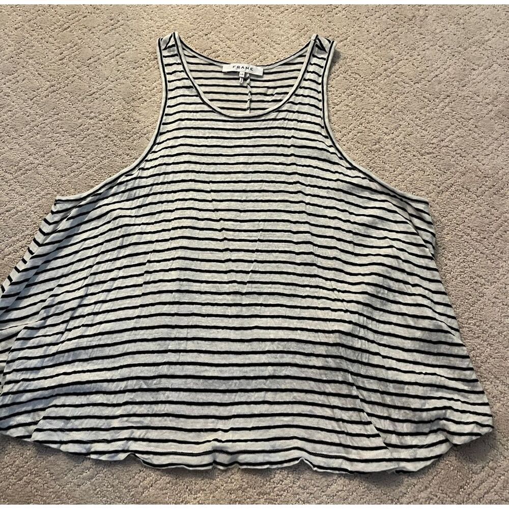 FRAME Linen Striped Tank Top